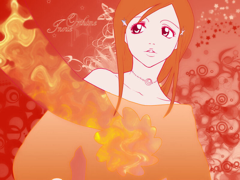 Anime girl with fiery background