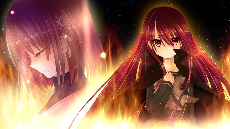 Anime girl with fiery eyes