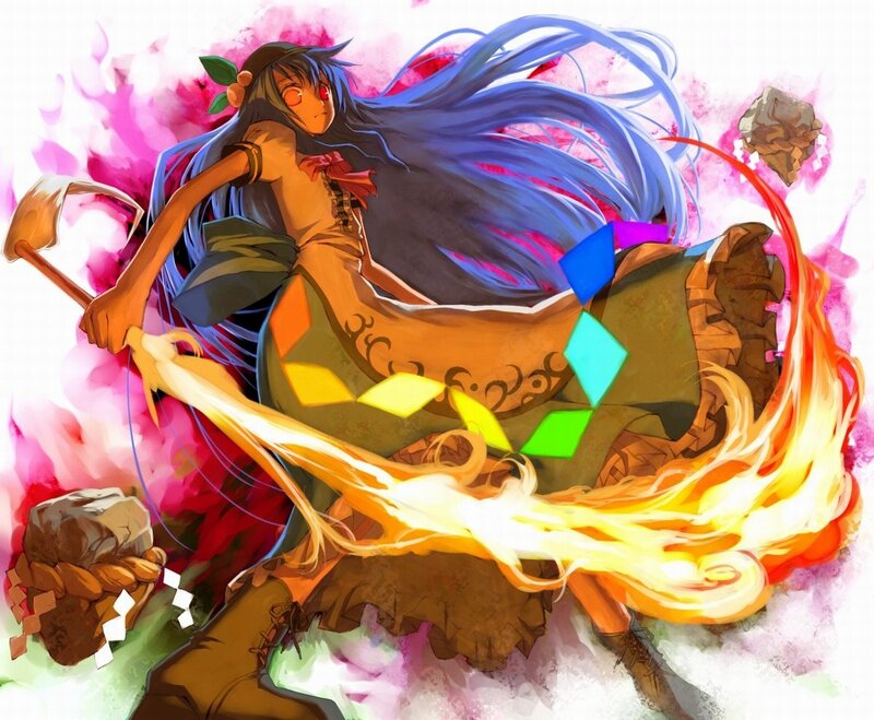 Anime girl with fiery weapon