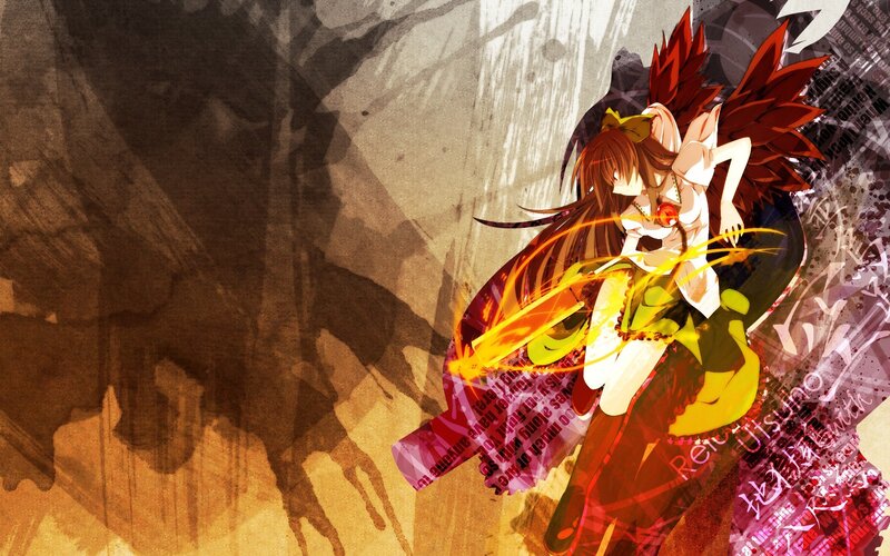 anime girl with fiery wings