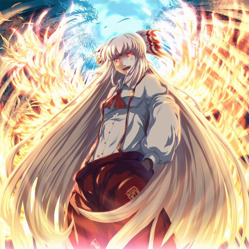 Anime girl with fiery wings