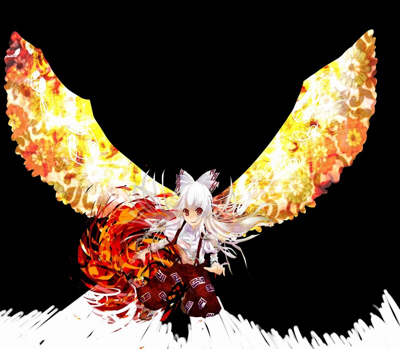 Anime girl with fiery wings