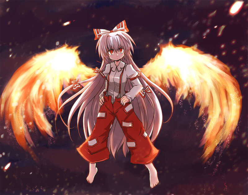 anime girl with fiery wings