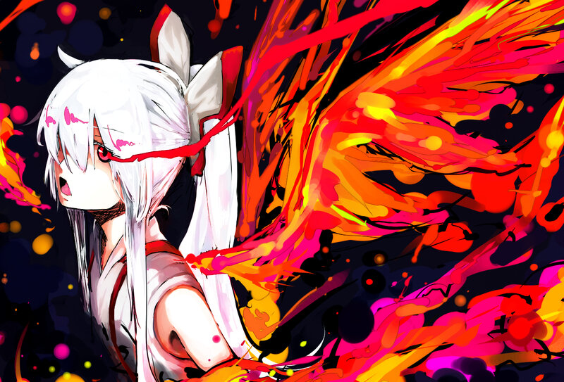 anime girl with fiery wings
