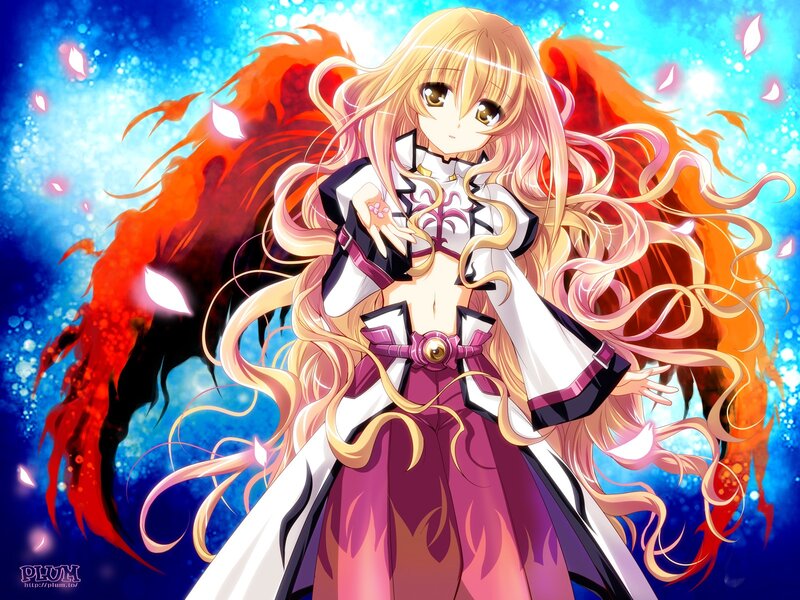anime girl with fiery wings