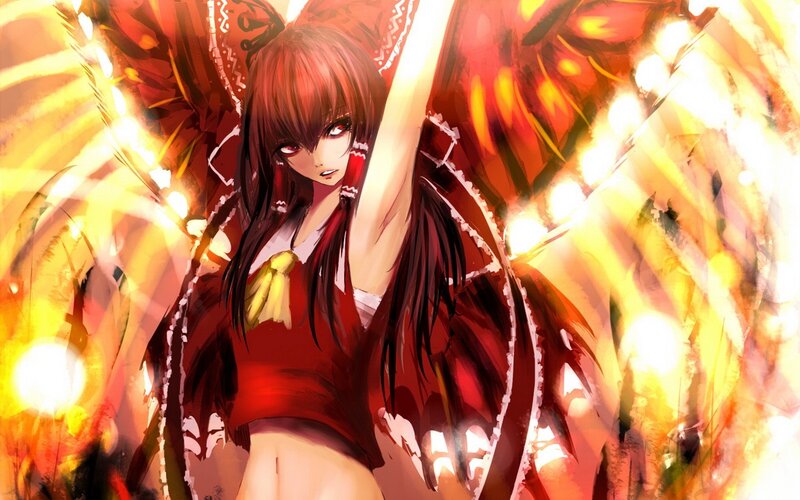 anime girl with fiery wings