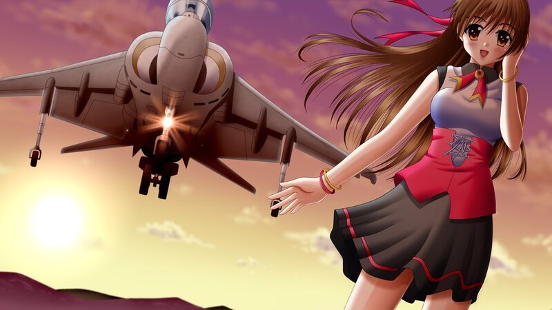 anime girl with fighter jet