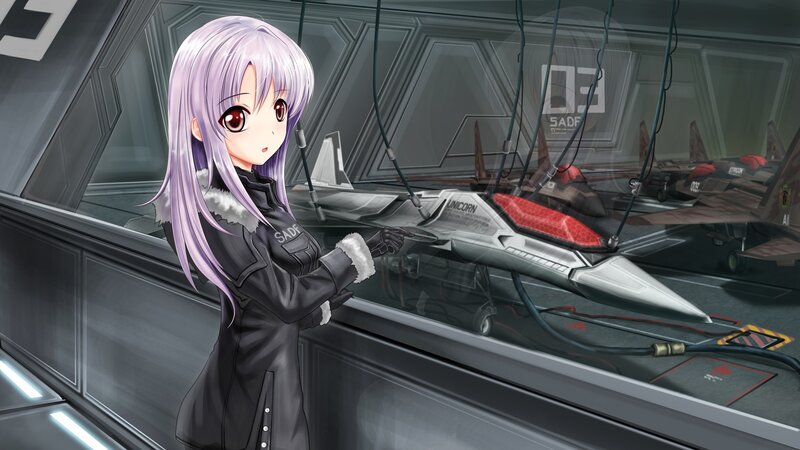 anime girl with fighter jet