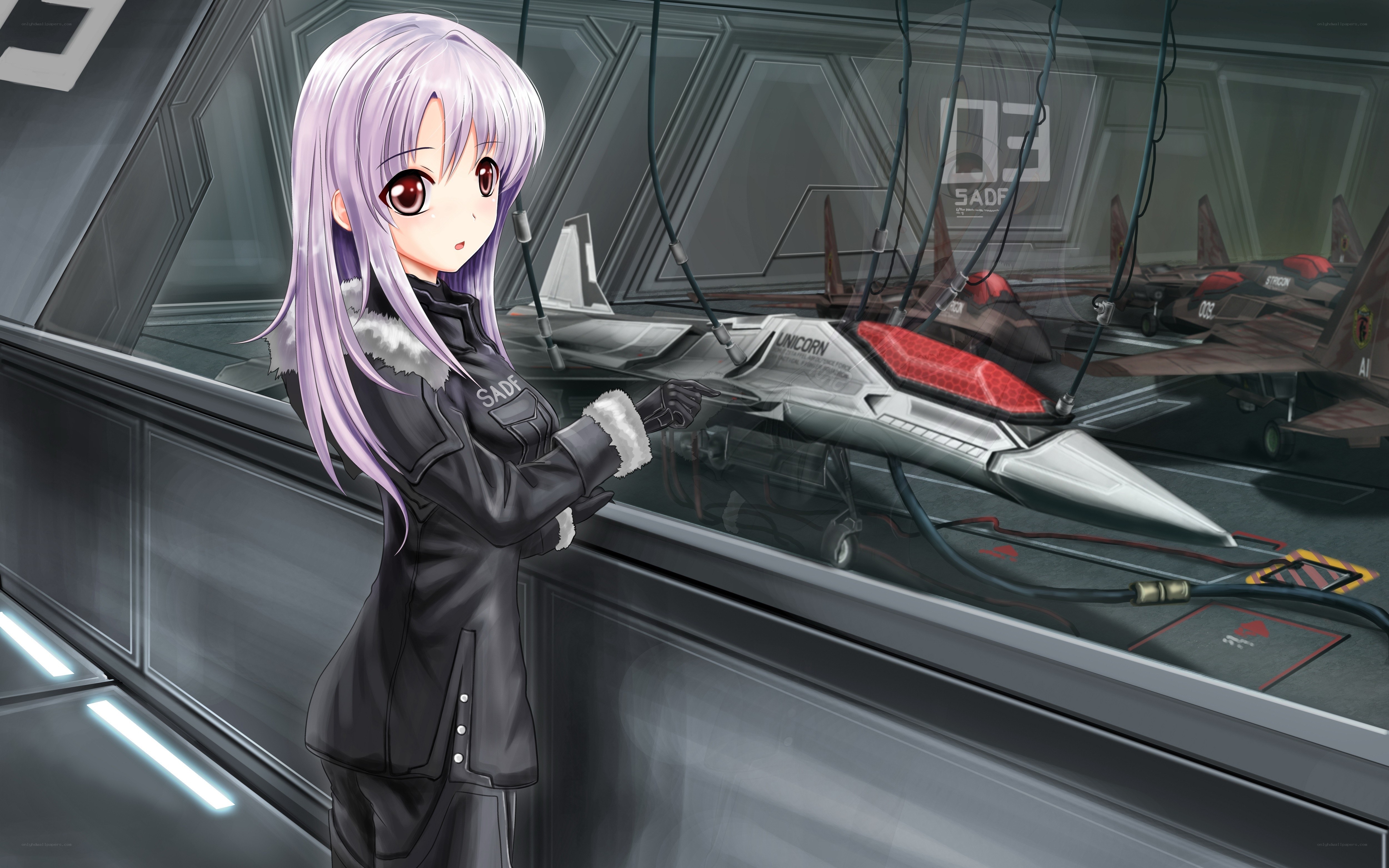 anime girl with fighter jet