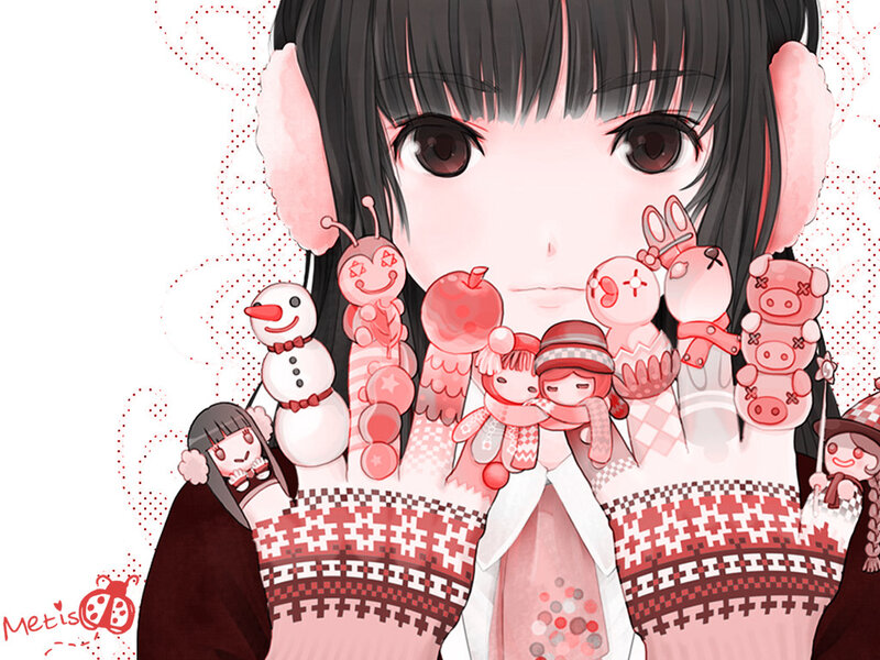 anime girl with finger puppets