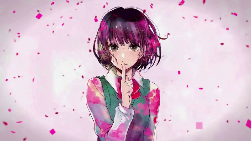 Anime Girl with Finger to Lips — Pink, Playful