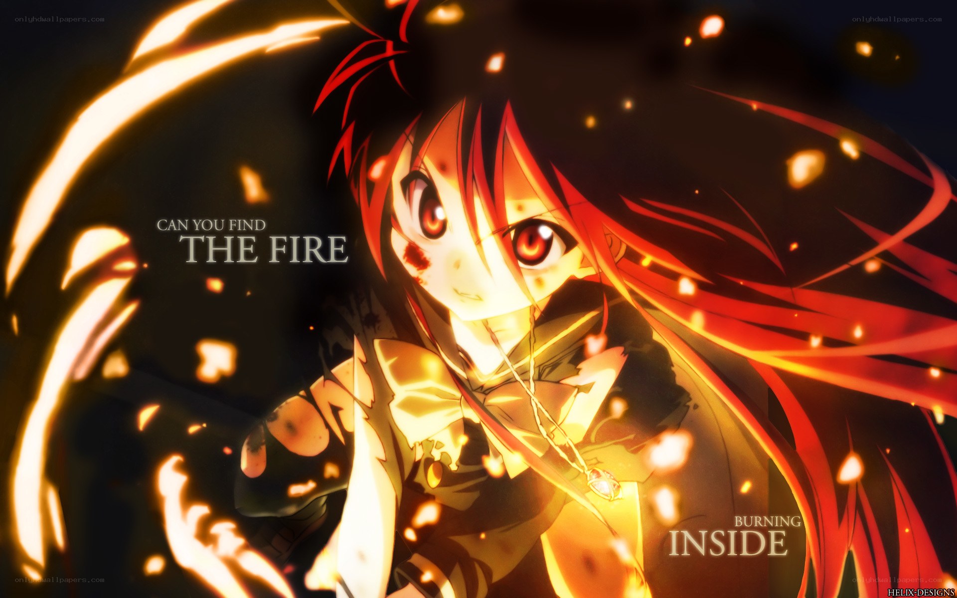anime girl with fire