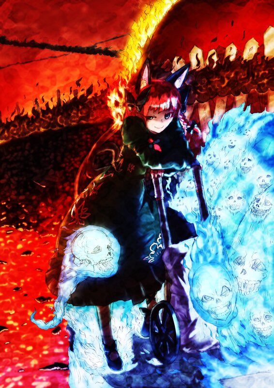 Anime girl with fire and ice powers