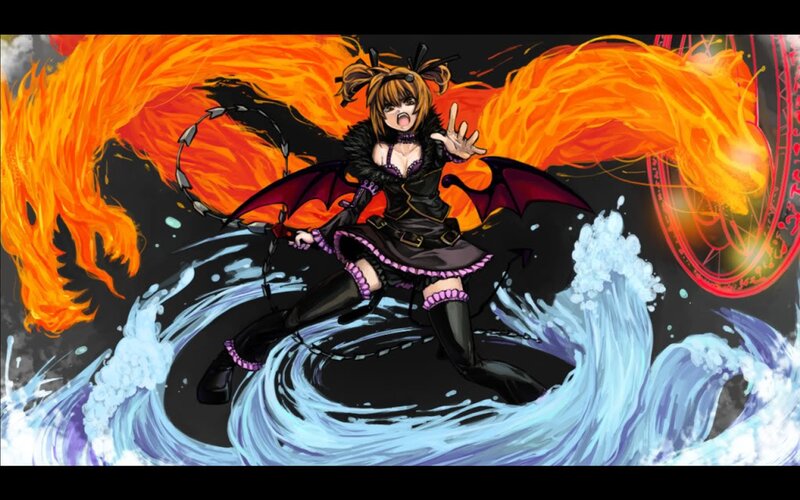 anime girl with fire and water