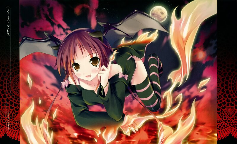 Anime girl with fire and wings