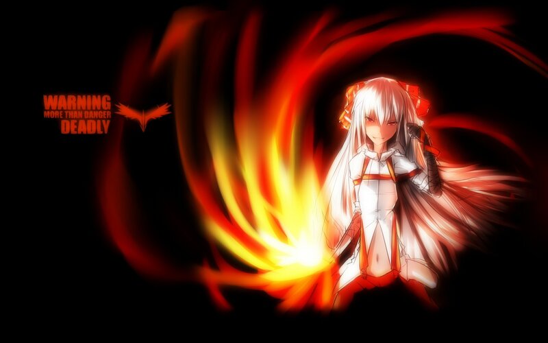 anime girl with fire aura