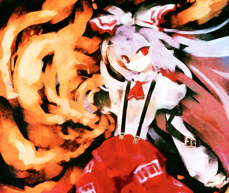 anime girl with fire background