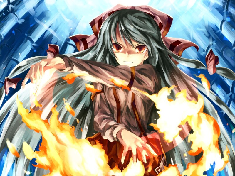 Anime Girl with Fire — Blue
