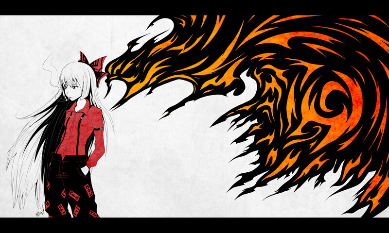 anime girl with fire dragon