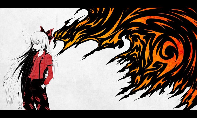 anime girl with fire dragon