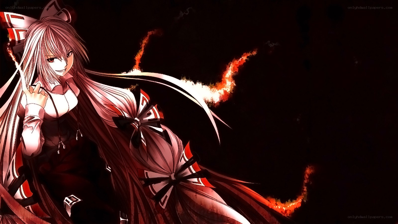 anime girl with fire effect