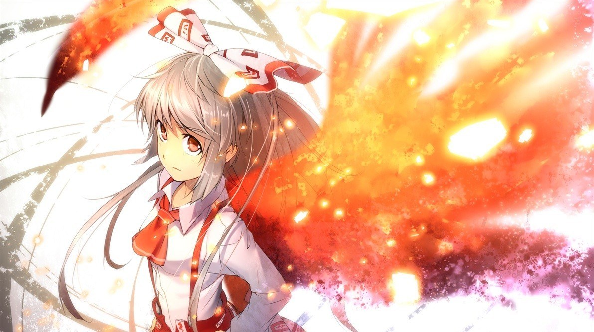 anime girl with fire explosion