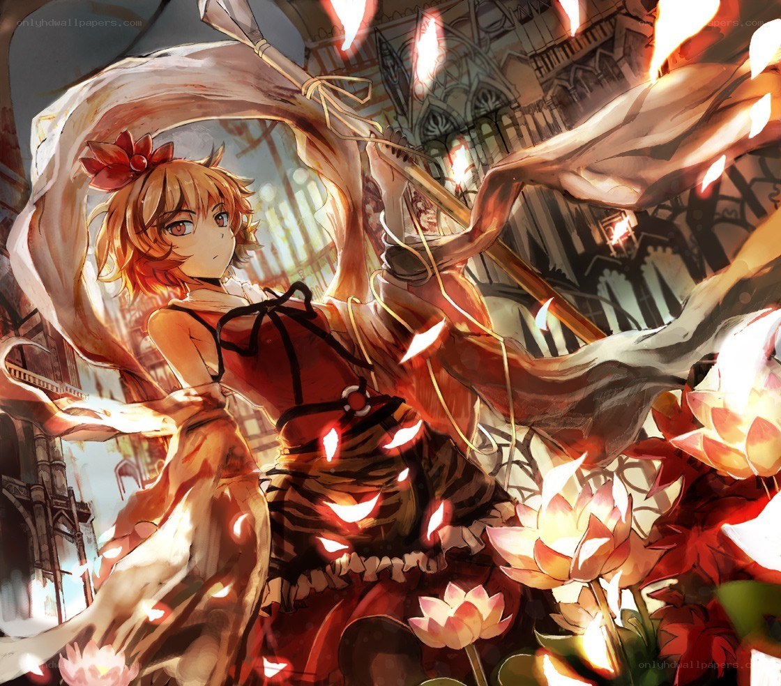 Anime girl with fire magic