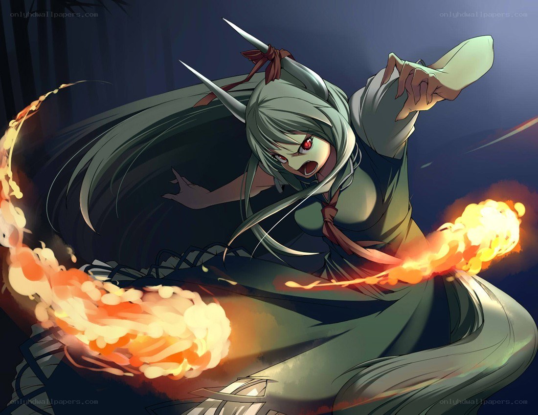 anime girl with fire magic