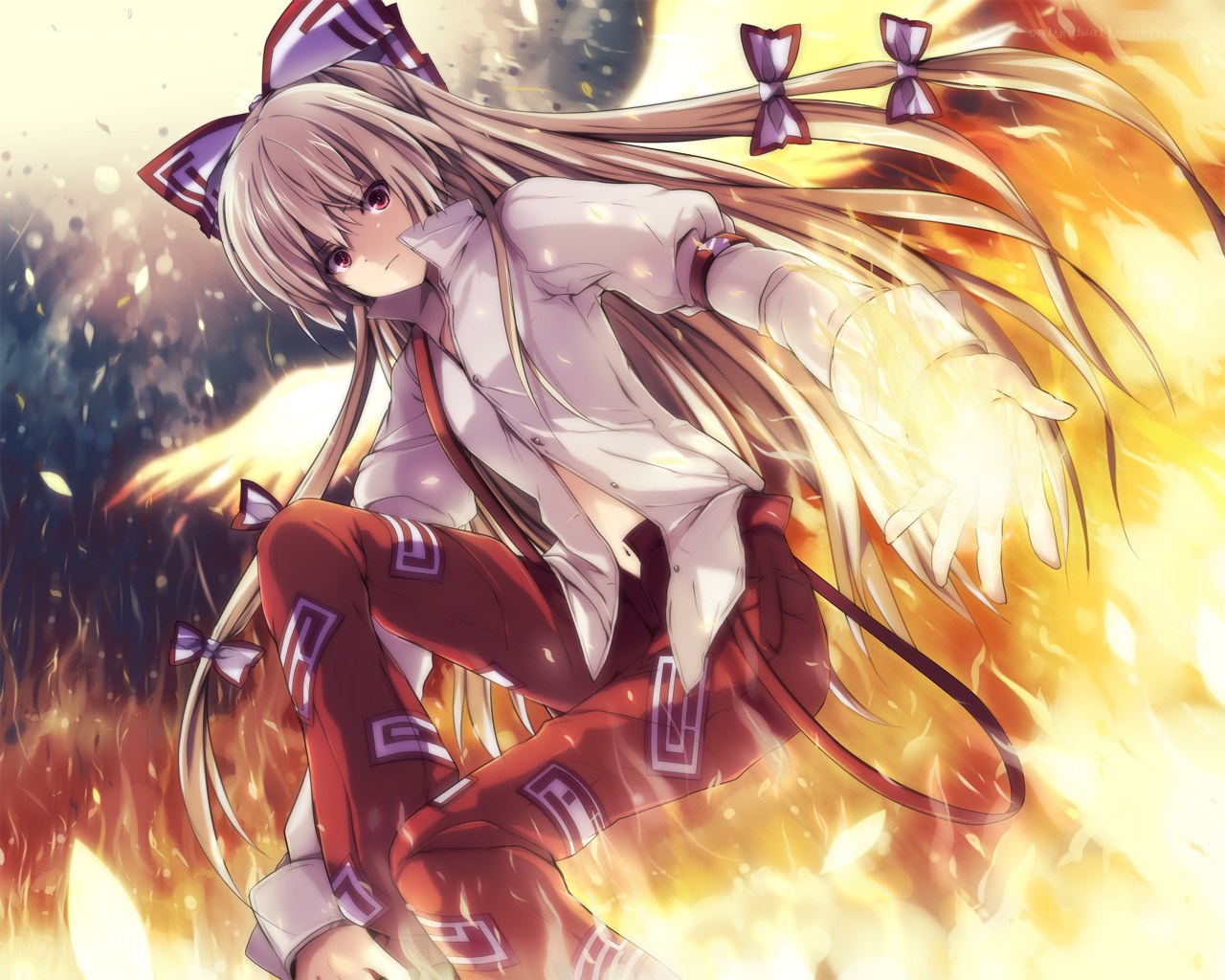 anime girl with fire magic