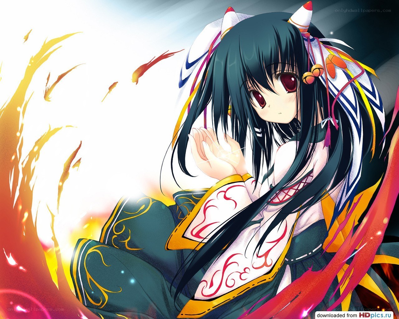 anime girl with fire magic