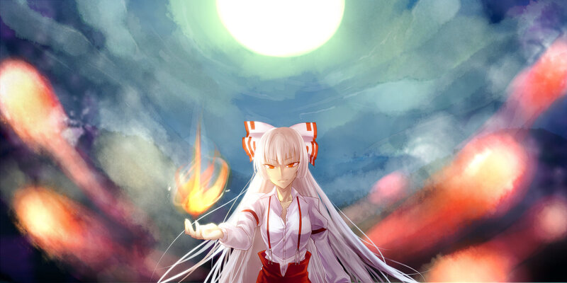 Anime girl with fire magic