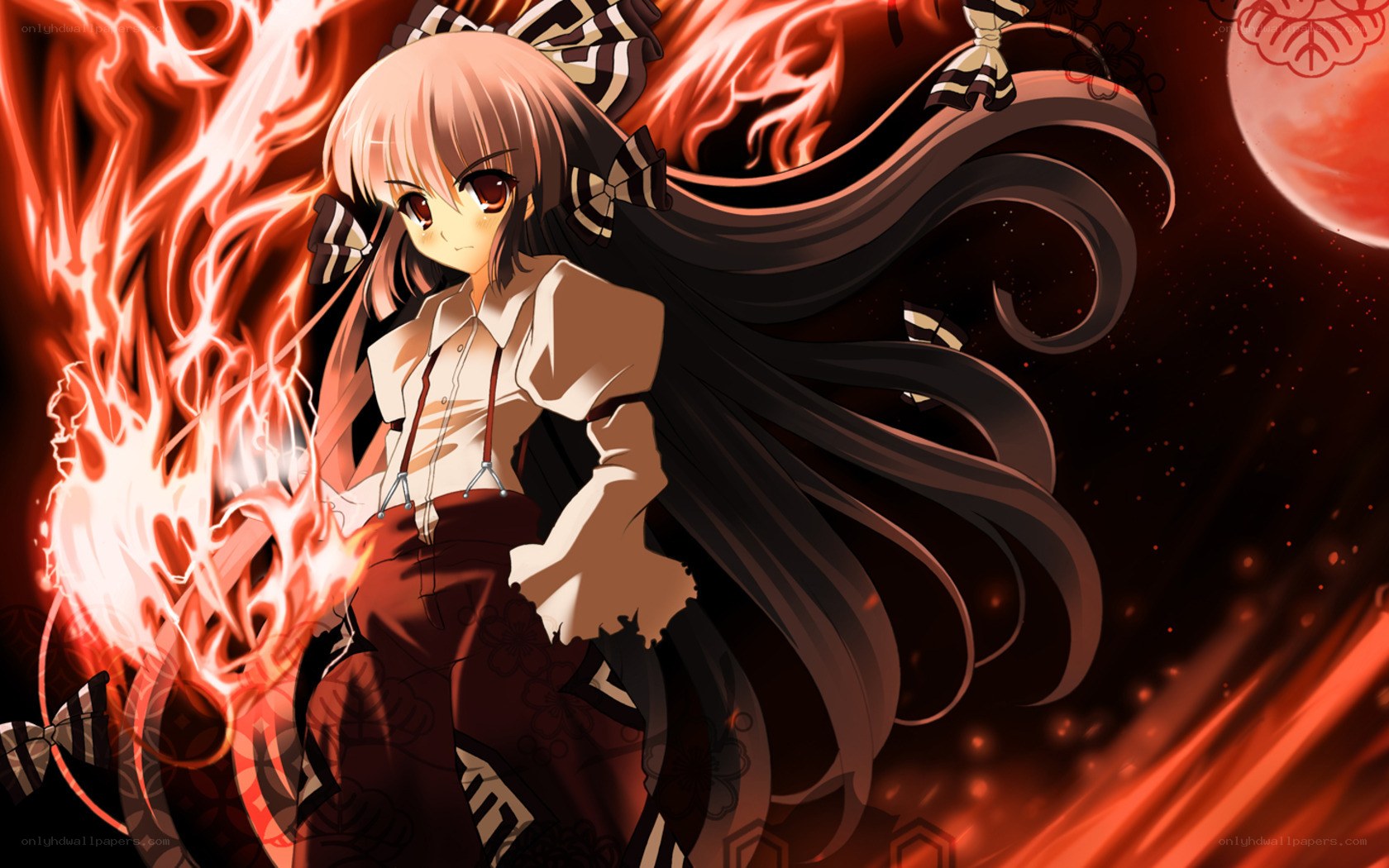anime girl with fire magic