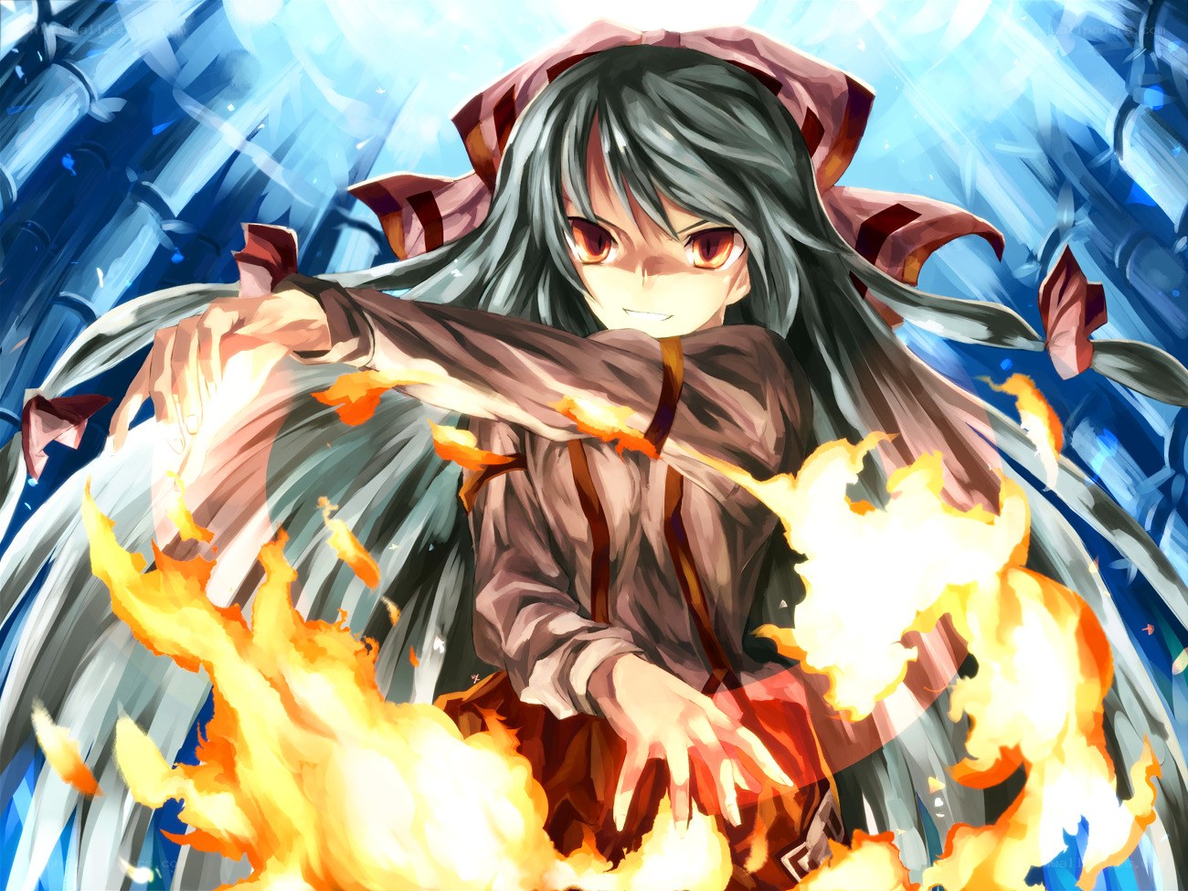 Anime girl with fire magic