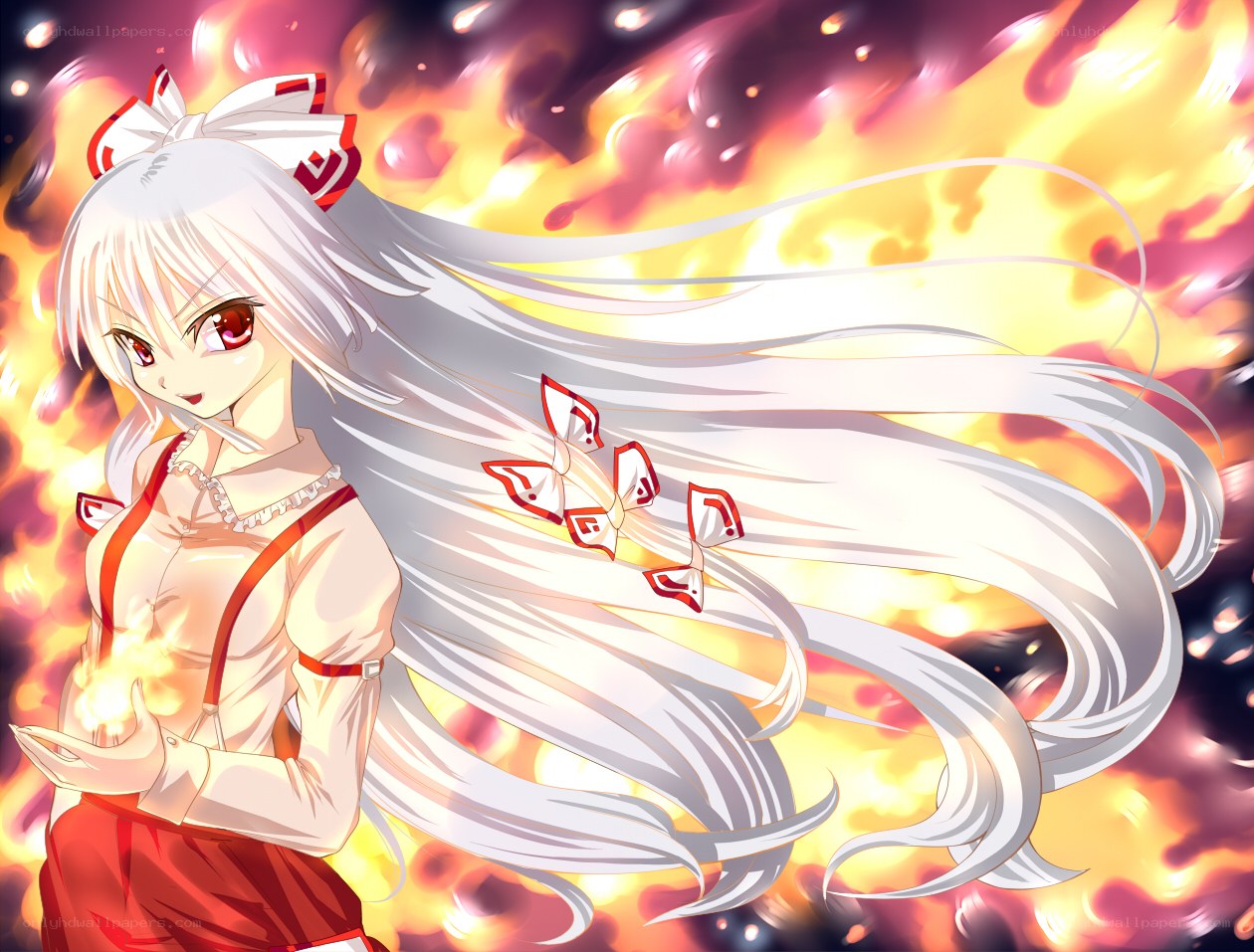 Anime girl with fire magic