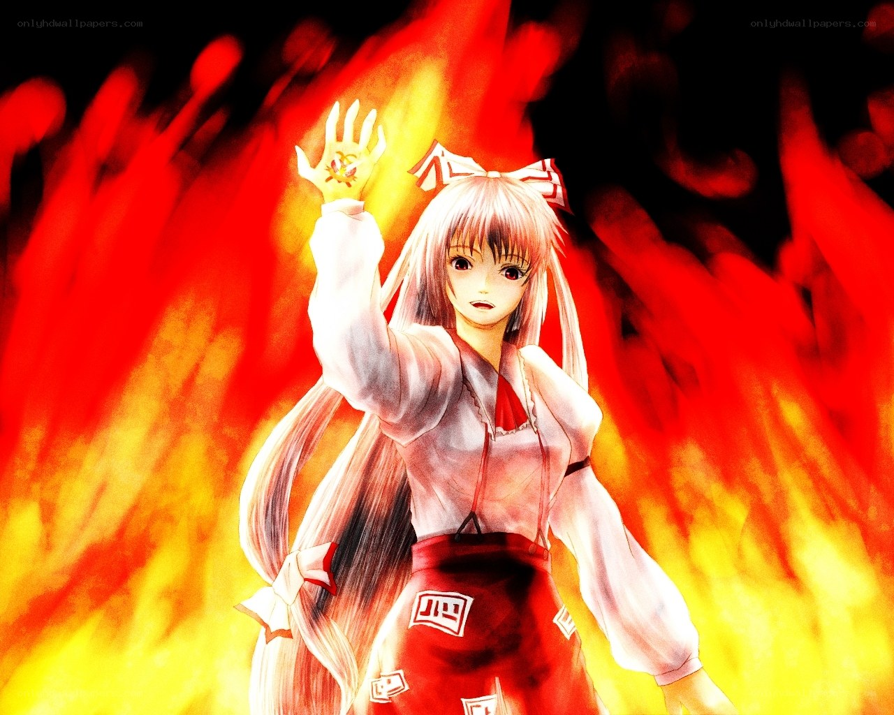 anime girl with fire magic