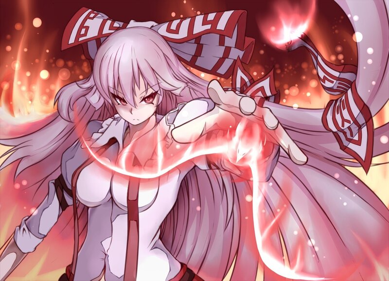 anime girl with fire magic