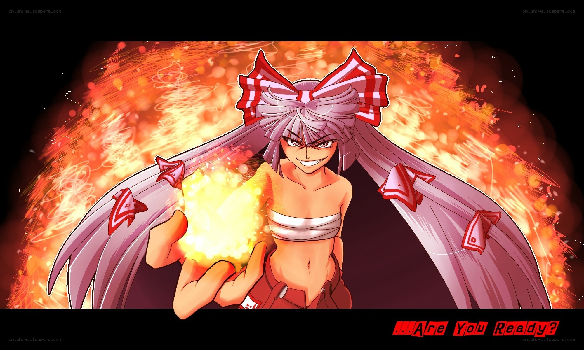 anime girl with fire magic