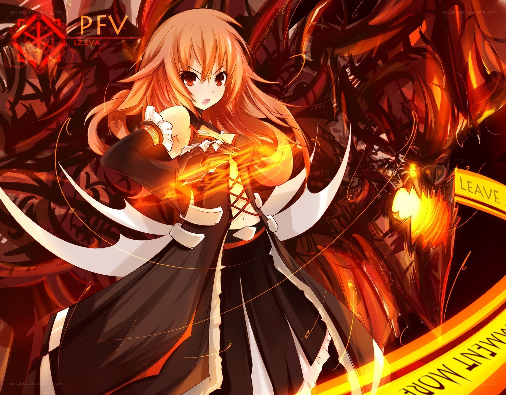 anime girl with fire magic