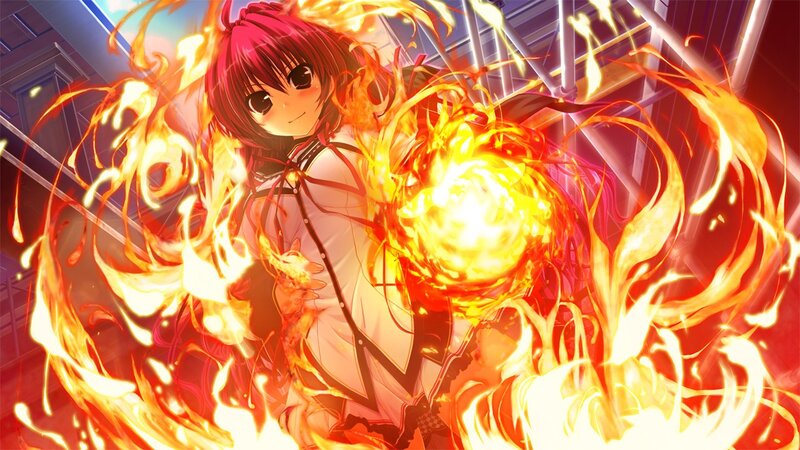 anime girl with fire magic
