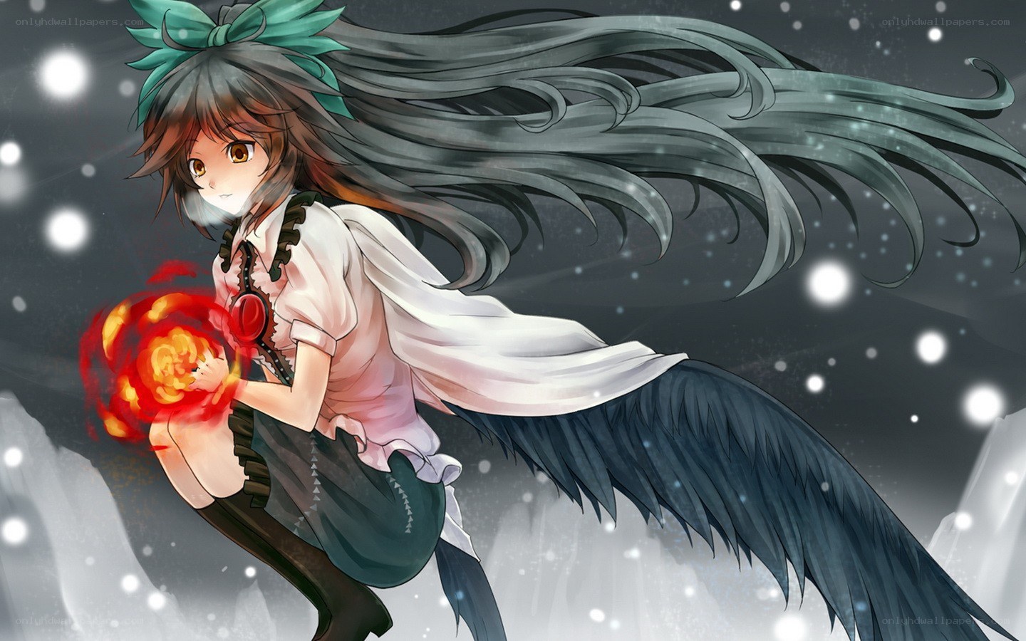 Anime girl with fire magic