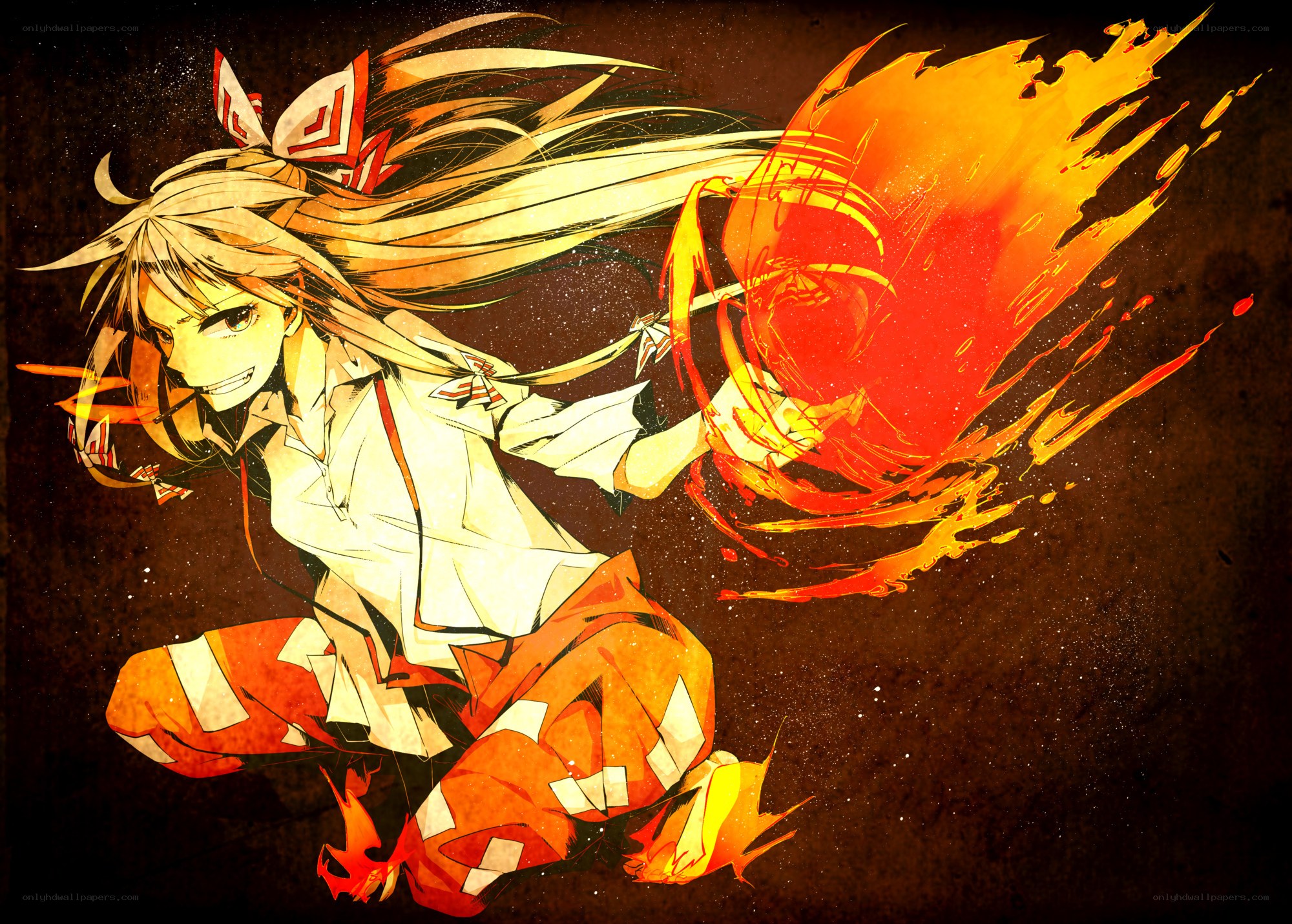anime girl with fire magic