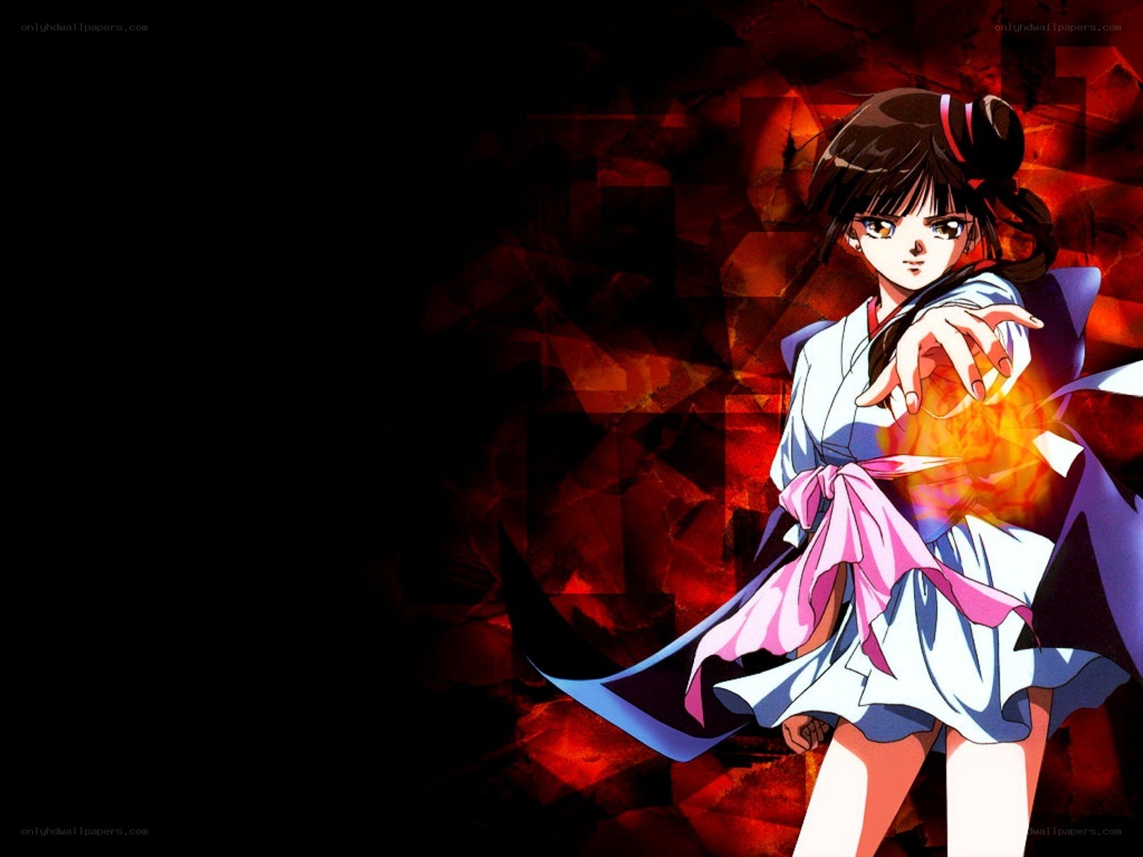 anime girl with fire magic