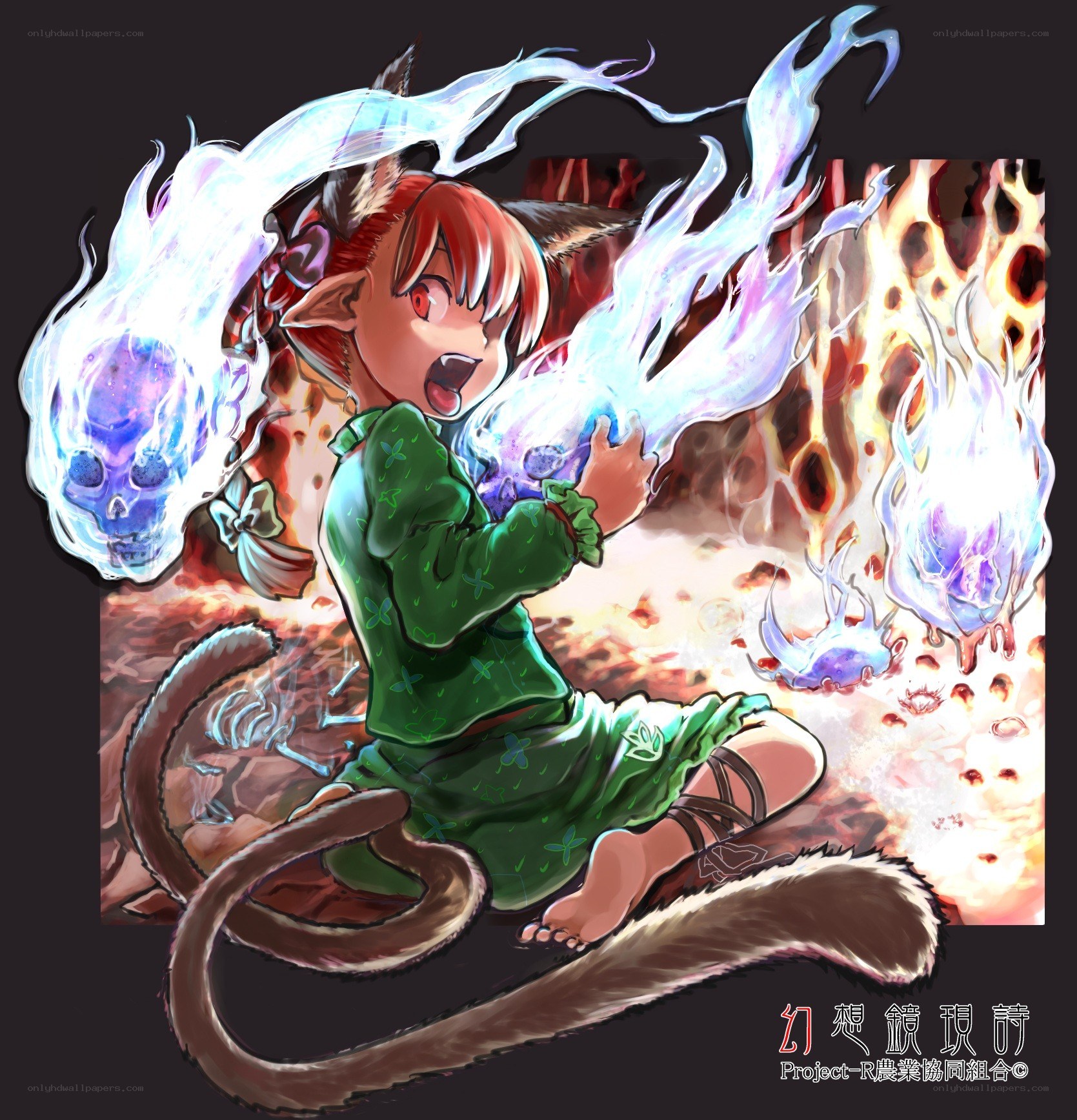 Anime girl with fire magic