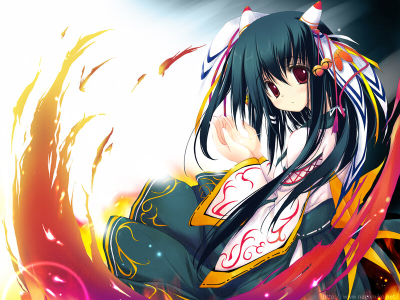 anime girl with fire magic