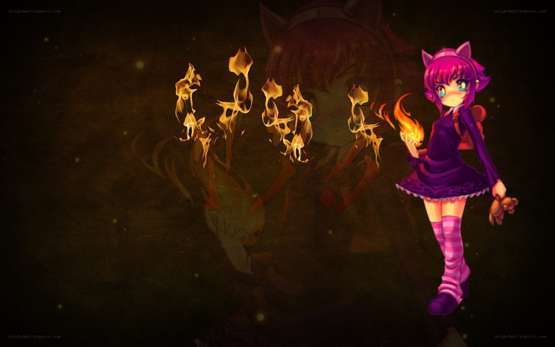 anime girl with fire magic