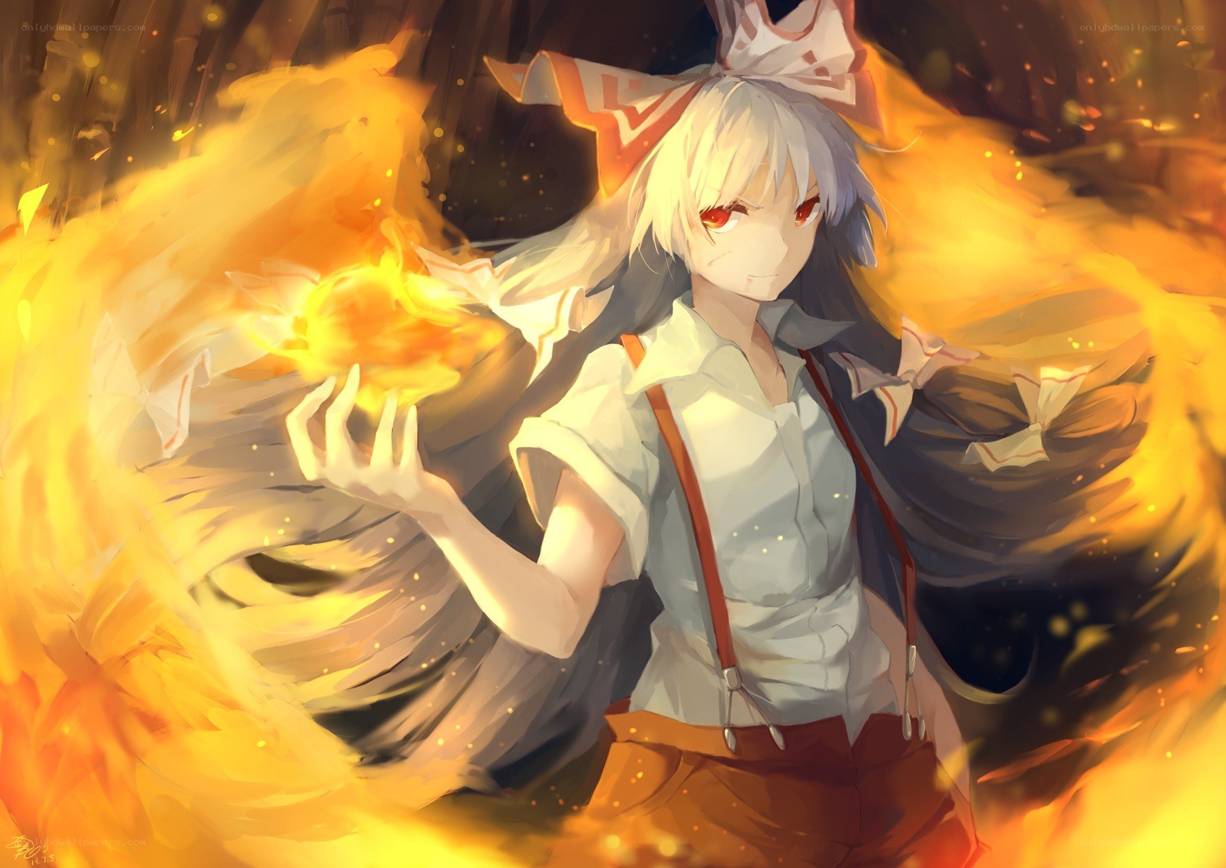 Anime girl with fire magic