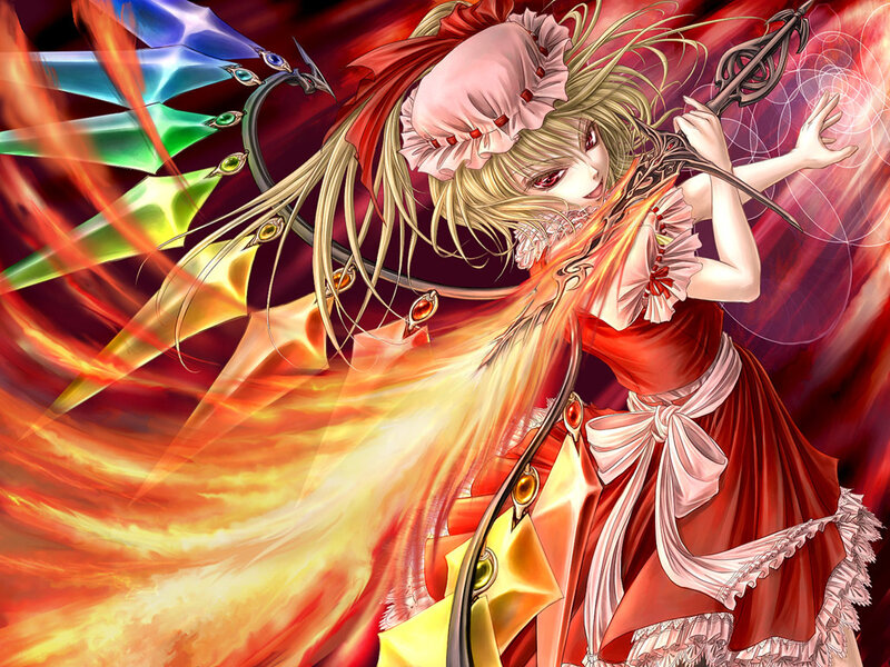 anime girl with fire magic