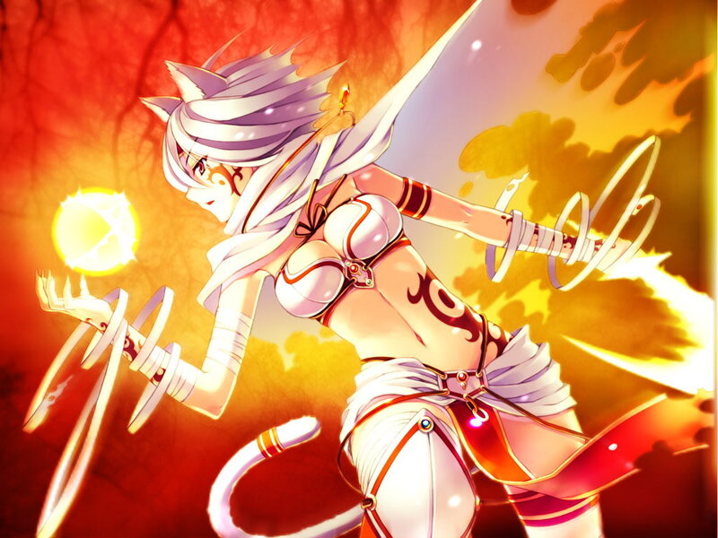 anime girl with fire magic