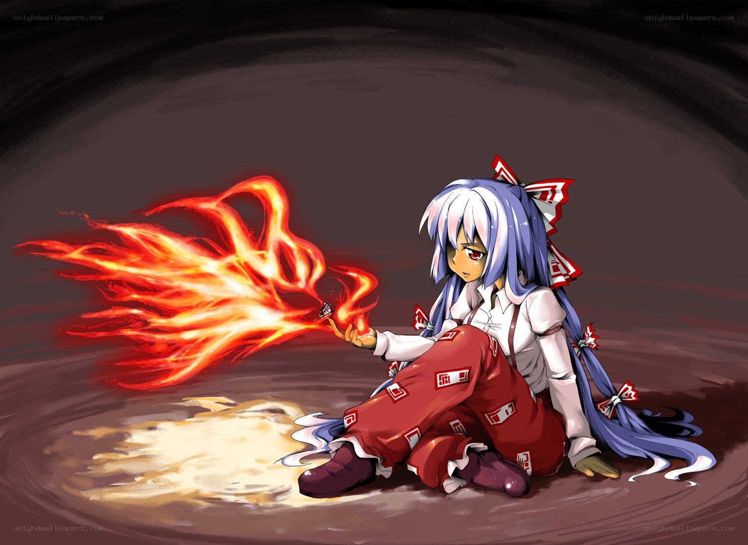 anime girl with fire magic
