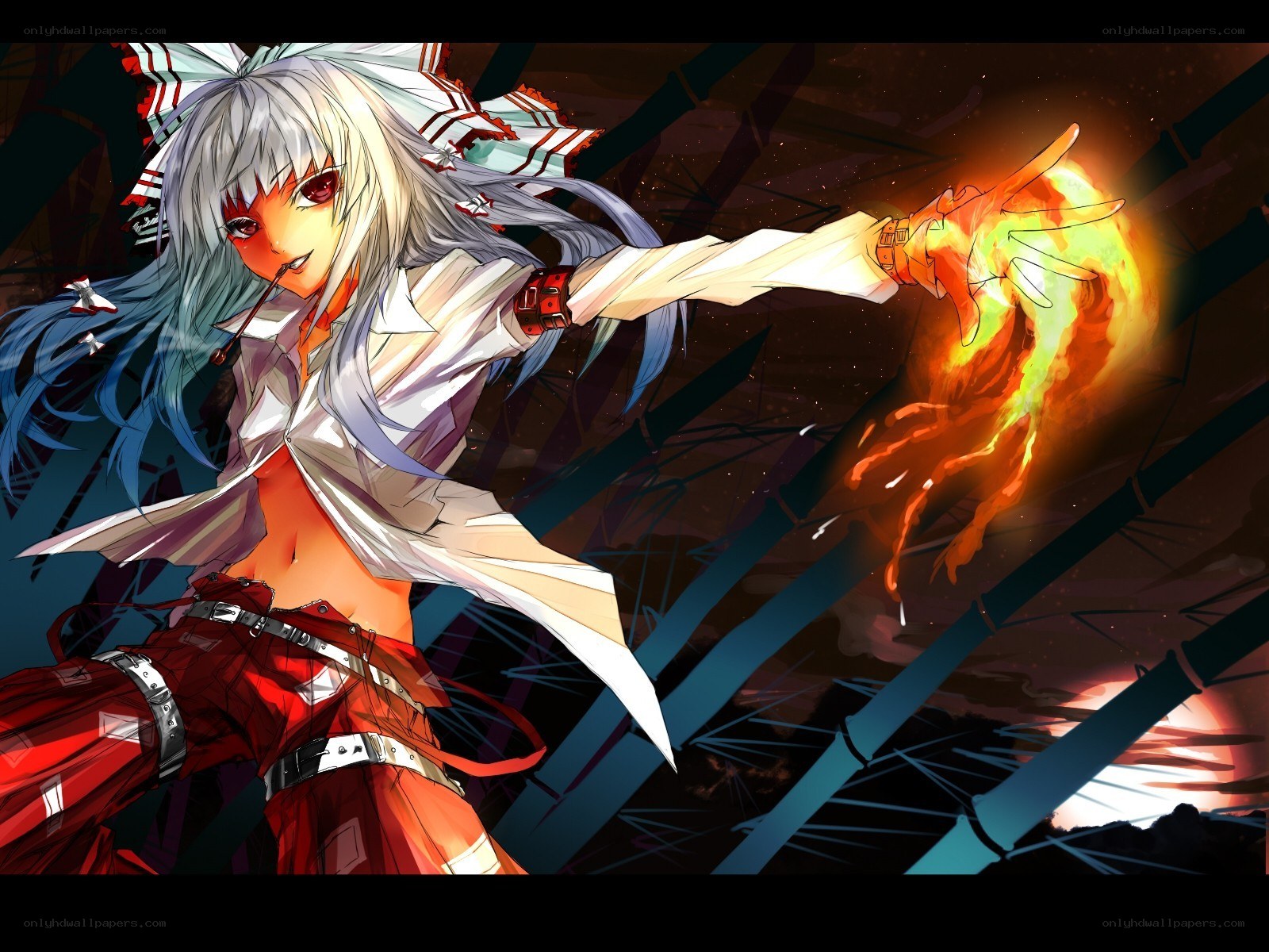anime girl with fire magic
